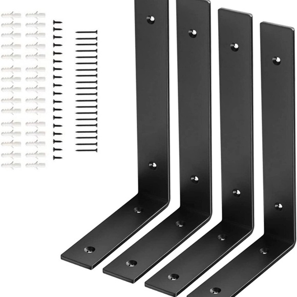 SAMTSELT New 4 Packs Heavy-Duty Brackets for Shelves, Iron Shelf Black Brackets - Picture 2 of 3